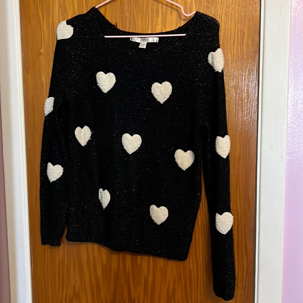 Shimmery Lauren Conrad Sweater with hearts or (Bundle 3 for 50)